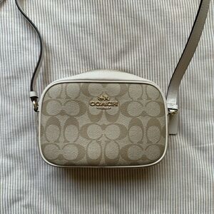 Coach Tan and White Crossbody Bag